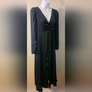 GAP size 2 NWT black silky sleek dress with front slit